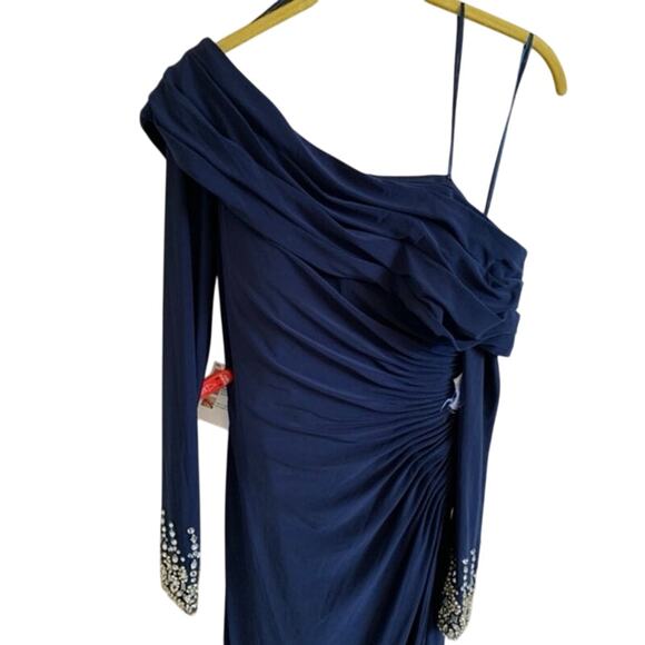 MAC DUGGAL 12231 Beaded Cuff Drop Shoulder Faux Wrap Gown, Size 4, New with Tag - Picture 14 of 16